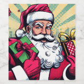 漫画本サンタ/クリスマス ワインラベル (シングルラベル)