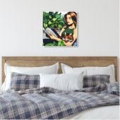 漫画本スタイル女性猫と本 キャンバスプリント (インサイチュ (寝室))