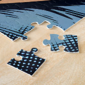 漫画本スタイル女性猫と本 ジグソーパズル (側面)