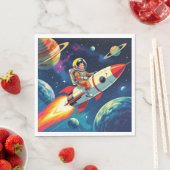 漫画本スタイル少年ロケットに宇宙 スタンダードランチョンナプキン (インサイチュ)