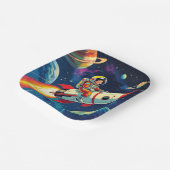 漫画本スタイル少年ロケットに宇宙 ペーパープレート (傾斜あり)