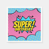 漫画本スーパーヒーローガールバースデー スタンダードカクテルナプキン (正面)