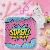 漫画本スーパーヒーローガールバースデー ペーパープレート (パーティー)