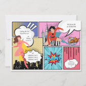 漫画本スーパーヒーローガールバースデー 招待状 (正面)