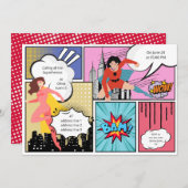 漫画本スーパーヒーローガールバースデー 招待状 (正面/裏面)