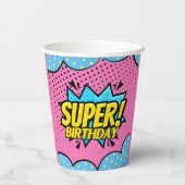 漫画本スーパーヒーローガールバースデー 紙コップ (裏面)