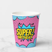 漫画本スーパーヒーローガールバースデー 紙コップ (正面)
