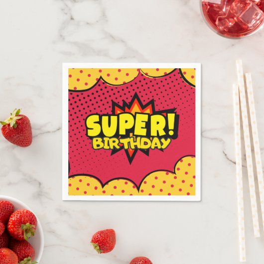 漫画本スーパーヒーローボーイバースデー スタンダードカクテルナプキン (インサイチュ)