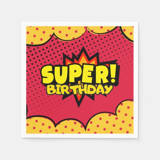 漫画本スーパーヒーローボーイバースデー スタンダードカクテルナプキン (正面)