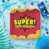 漫画本スーパーヒーローボーイバースデー ペーパープレート (パーティー)