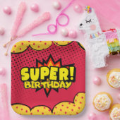 漫画本スーパーヒーローボーイバースデー ペーパープレート (パーティー)