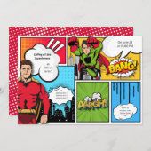 漫画本スーパーヒーローボーイバースデー 招待状 (正面/裏面)