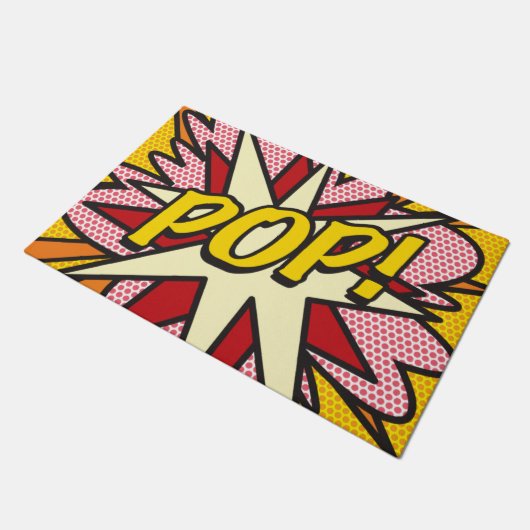 漫画本ポップ・アートのトレンディーおもしろいモダンタイポグラフィ ドアマット (アングル)