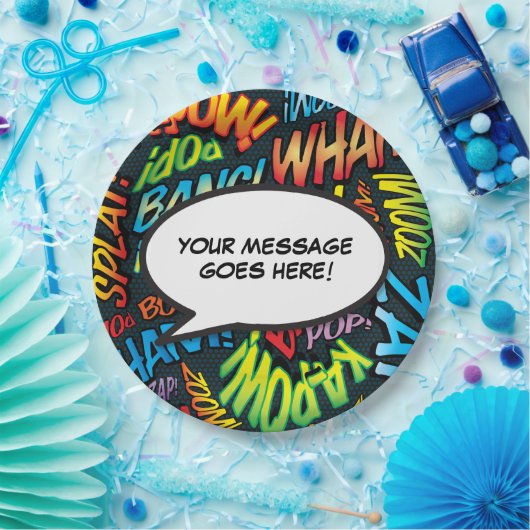 漫画本モダンおもしろい音声バブル ペーパープレート (パーティー)