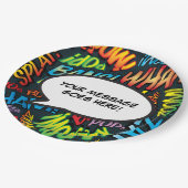 漫画本モダンおもしろい音声バブル ペーパープレート (アングル)