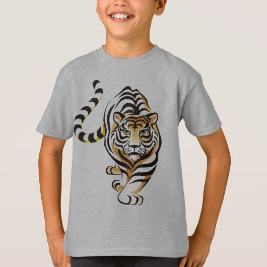 漫画歩くタイガーキッズスウェットシャツ Tシャツ (正面)