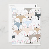 漫画漫画かわいいキツネやオオカミ柄 ポストカード (正面/裏面)