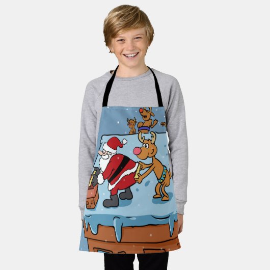 漫画漫画サンタクロースのクリスマス エプロン (着用した状態)