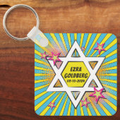 漫画漫画ブックバーまたはバルミツワー パーソナライズされた キーホルダー (正面)