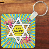 漫画漫画ブックバーまたはバルミツワー パーソナライズされた キーホルダー (裏面)