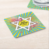 漫画漫画ブックバー（ユダヤ教の）バル・ミツバースターオブデイビッド スクエアペーパーコースター (アングル)