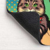 漫画漫画ポップ・アートのアート女性が猫を飼う マウスパッド (コーナー)