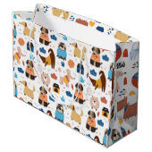 漫画熱狂する犬のシームレスなパターン大抱き枕 ラージペーパーバッグ (裏面アングル)