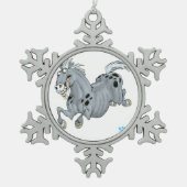 漫画熱狂する馬プーターオーナメント スノーフレークピューターオーナメント (正面)