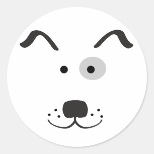 漫画犬の顔のイラストレーション ラウンドシール