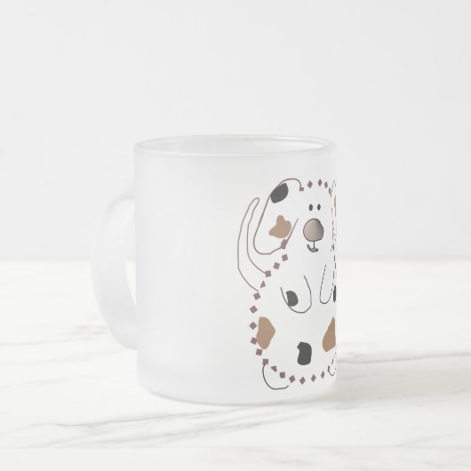 漫画犬のTシャツおよびギフト フロストグラスマグカップ (正面左)