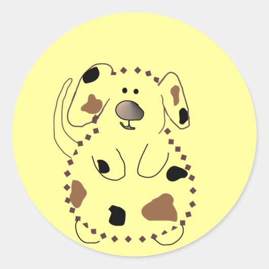 漫画犬のTシャツおよびギフト ラウンドシール (正面)