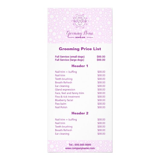 漫画犬イラストレーショングルーミング ラックカード (正面)