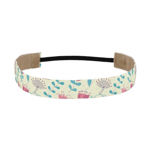 漫画猫が付いている花パターン アスレチックヘッドバンド (正面)