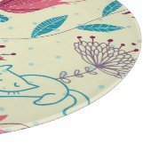 漫画猫が付いている花パターン カッティングボード (角)