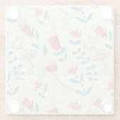 漫画猫が付いている花パターン ガラスコースター (裏面)