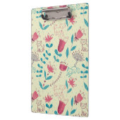 漫画猫が付いている花パターン クリップボード (左)