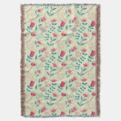 漫画猫が付いている花パターン スローブランケット (正面縦)