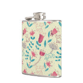 漫画猫が付いている花パターン フラスク (左)