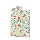 漫画猫が付いている花パターン フラスク (左)