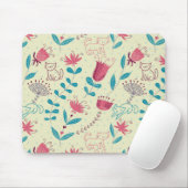 漫画猫が付いている花パターン マウスパッド (マウス)