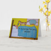 漫画猫の母の日カード カード (黄色い花)