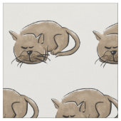 漫画猫-うたた寝している猫 ファブリック (クローズアップ)