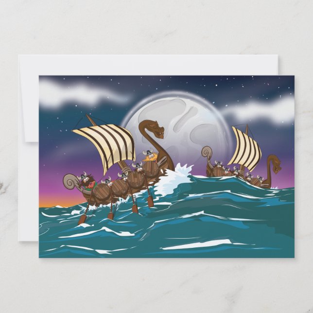 漫画的なバイキングの侵攻艦隊 (正面)