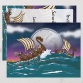 漫画的なバイキングの侵略艦隊 招待状 (正面/裏面)