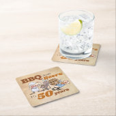 漫画素朴BBQとビール50誕生日 スクエアペーパーコースター (インサイチュ)