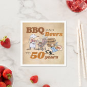 漫画素朴BBQとビール50誕生日 スタンダードカクテルナプキン (インサイチュ)