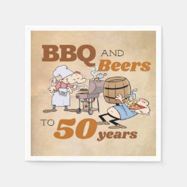 漫画素朴BBQとビール50誕生日 スタンダードカクテルナプキン