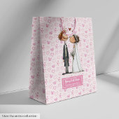漫画結婚のカップル抱き枕パーソナライズされたおもしろい ミディアムペーパーバッグ
