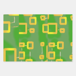 漫画緑ラッピング紙フラットシートセット3 ラッピングペーパーシート