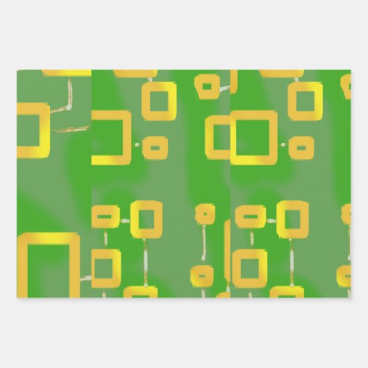 漫画緑ラッピング紙フラットシートセット3 ラッピングペーパーシート (正面)